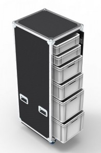 6 Drawer Slide and Slam Euro Container Flight Case