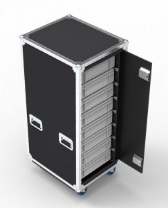 8 Drawer Slide and Slam Euro Container Flight Case