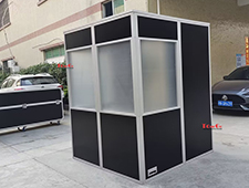 Black Two Person Interpretation Soundproof Simultaneous Interpreter Translation Booth