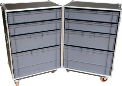 2Double 4 Drawer Hinged Motorsport / Tool Flightcase