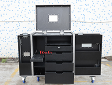 Customized Black 5 Drawer Backline Tool Flight case With 3u Rack Space And Power Socket