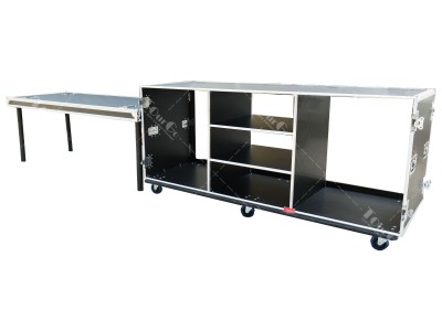 200x75x70 Coffee machine Drawers Flight Road Case with Detachable Side Table