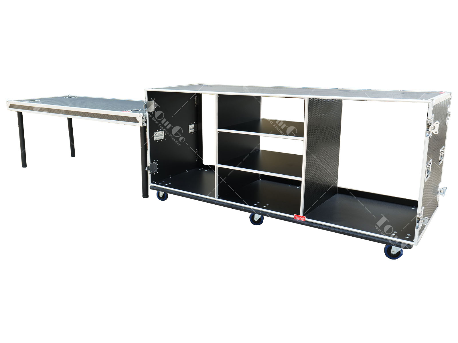 200x75x70 Coffee machine Drawers Flight Road Case with Detachable Side Table