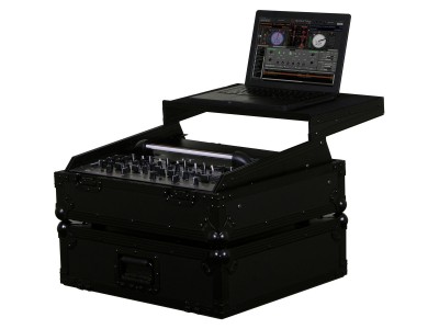 Black 10U 19″ Rack Mountable Mixer Case with Glide Platform and LED Panel