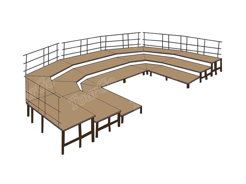 3-Tier Seated Riser Stage System with Hardboard for 36″ Deep Tiers