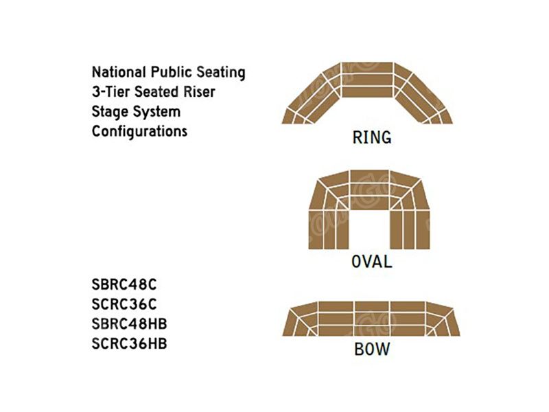 3-Tier Seated Riser Stage System with Hardboard for 48″ Deep Tiers ...