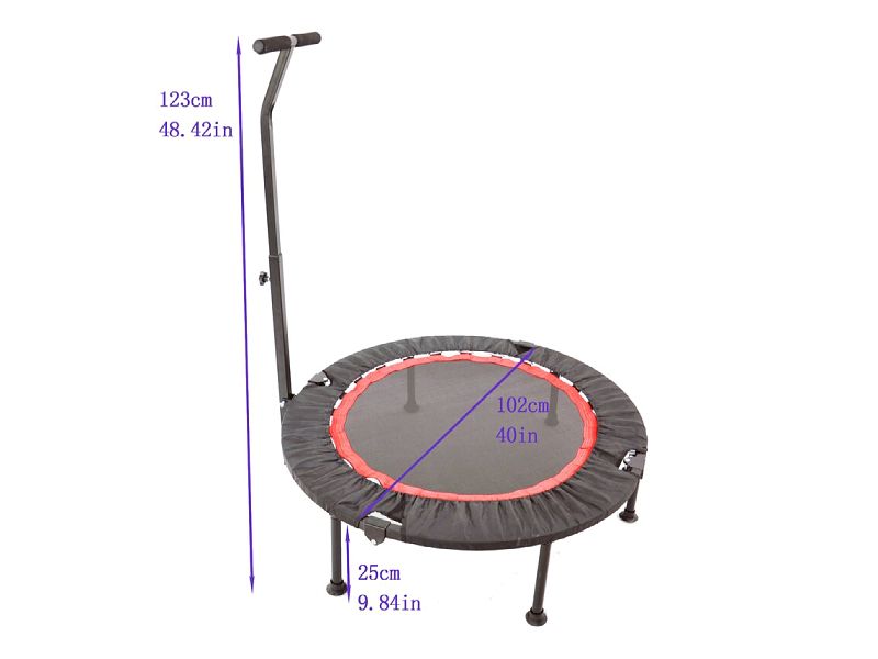 Features The round jumping surface and handle provide enough jumping space The foldable design is suitable for use in small spaces, such as a playground, gym, or home Rugged and durable leg base frame construction, stable platform base for driveway and grass placement Easy to assemble, each trampoline is equipped with a detailed assembly instruction manual