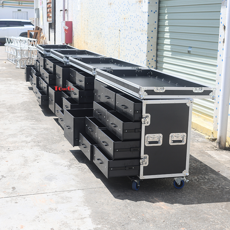 Customized Portable Style 10 Drawers Trunk Tool Flight Case Utility Transport Road Case With Siding Table