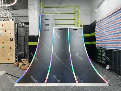 Ninja Playground Warrior Obstacles Warped Wall with Colorful LED