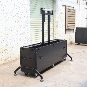 Introducing TourGo All in Black Motorised TV Lift Flight Case for 98inch Screens with Double Lifting Posts and Support Feet