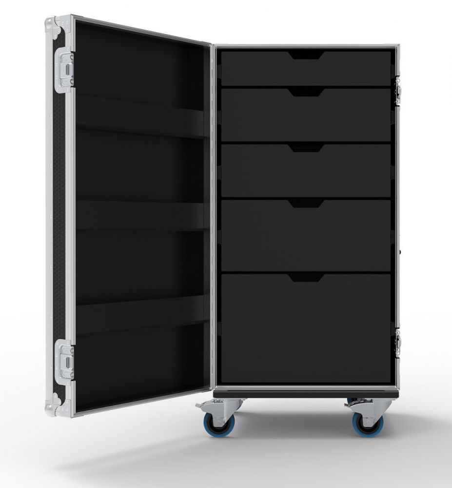 5 Drawer Tech Flight Case with Hinged Lid - TourGo Event Solution Co., Ltd