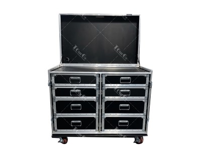 Standard double wide 8 drawer workbox with front off table