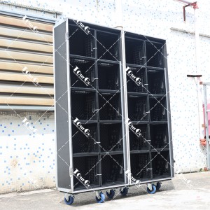 Merchandise Case Holds 20 Cube Milk Crate Drawers ATA Style Case With Dolly Wheels