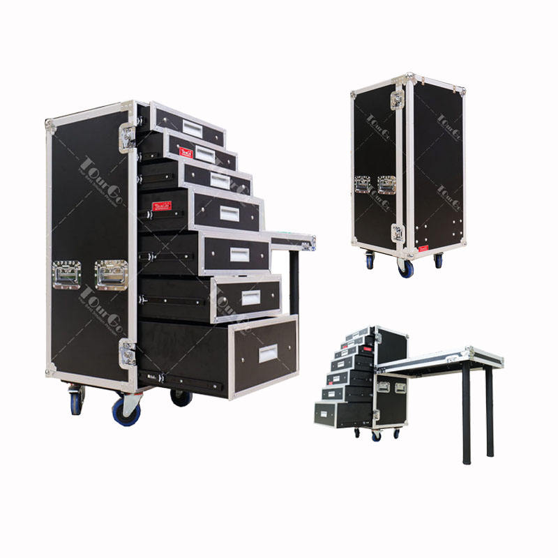 Wholesale 7 Work Station Drawer Flight case with 7 Drawer Production Utility Road Case