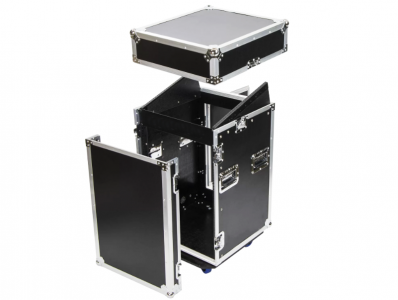 10U Top Slanted 14U Vertical Pro Combo Rack with Wheels