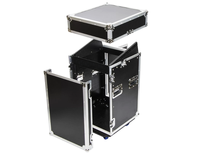 10U Top Slanted 14U Vertical Pro Combo Rack with Wheels
