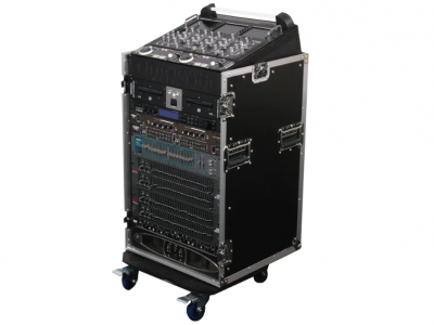 10U Top Slanted 16U Vertical Pro Combo Rack with Wheels