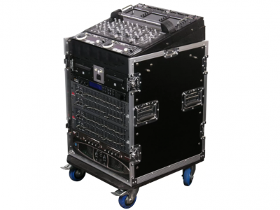 11U Top Slanted 12U Vertical Pro Combo Rack with Casters