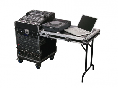 11U Top Slanted 12U Vertical Pro Combo Rack with Side Table and Casters