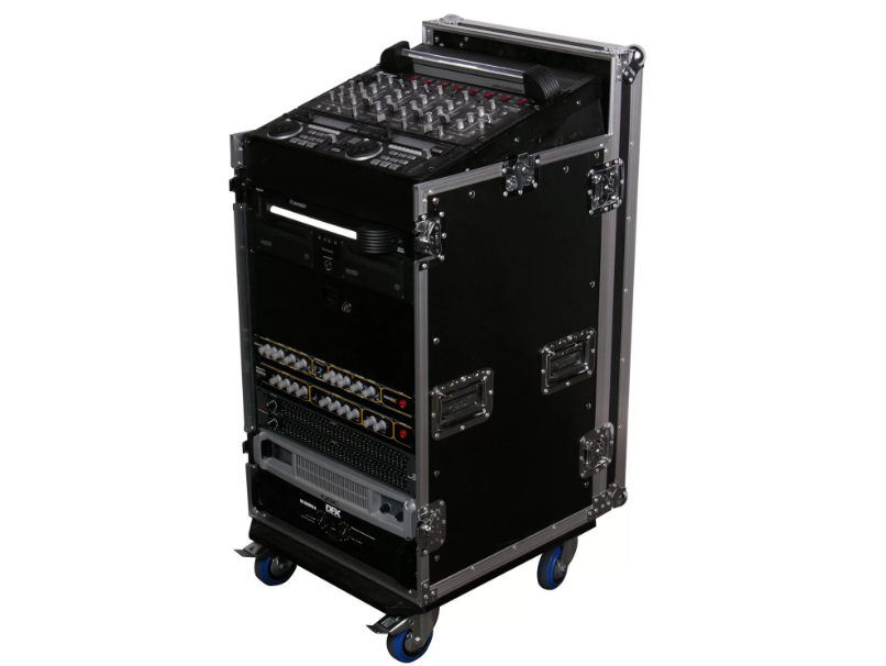 11U Top Slanted 16U Vertical Pro Combo Rack with Casters