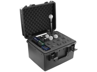 Handheld Microphone Case (Holds 16) With Storage Compartment