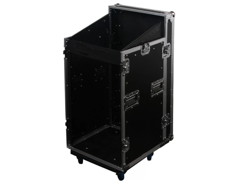 11U Top Slanted 12U Bottom Vertical Space Saver Combo Rack with Wheels