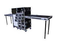 Black Coffee machine and Drawers Road Case with Detachable Side Bench