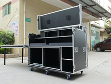 Custom Audio visual Video Controller Flight case with Production Workstation and Pull Out Drawer