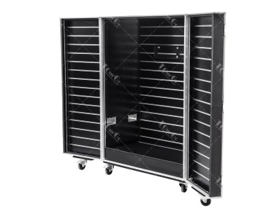 Retail Display Flight Case with Slat Wall in Black