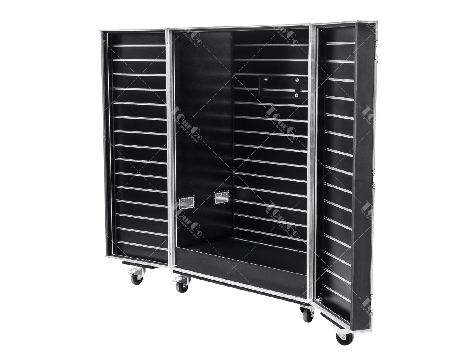 Retail Display Flight Case with Slat Wall in Black