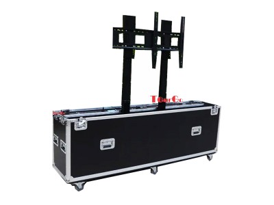 Shockproof Mobile Motorized Multimedia 70”-75” LCD/Plasma Electric Lift Ata Ply Wood Trunk Aluminum Flight Road Case