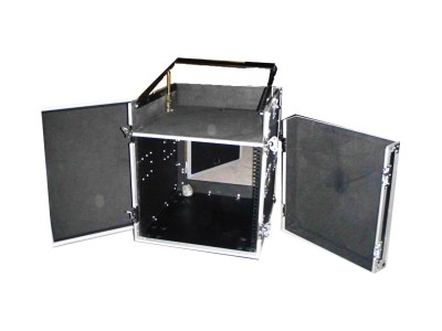 10U Two door open cover cabinet with adjustable platform support