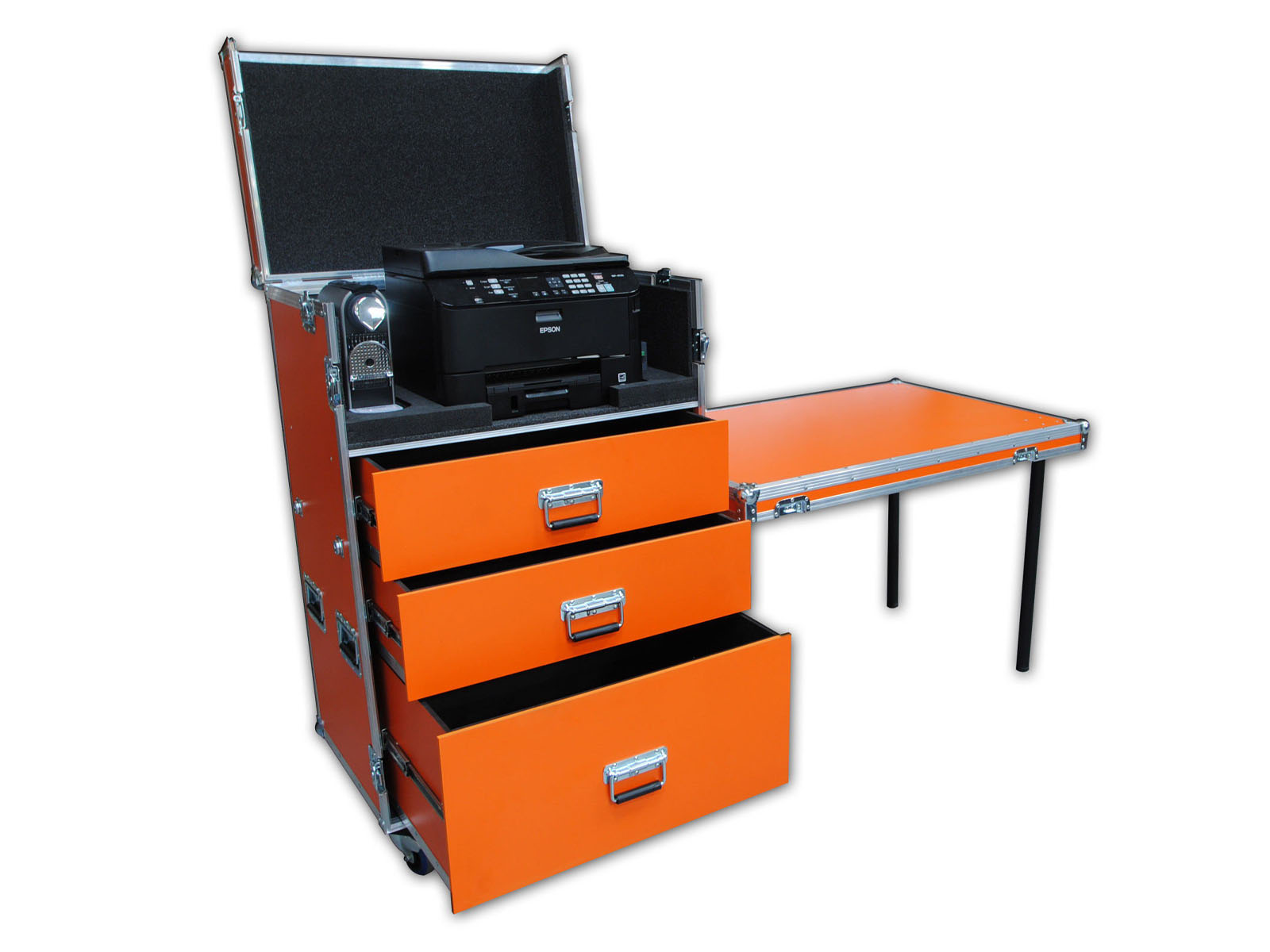 Custom Production Flight Case for Printer, Router and Nespresso Machine Storage