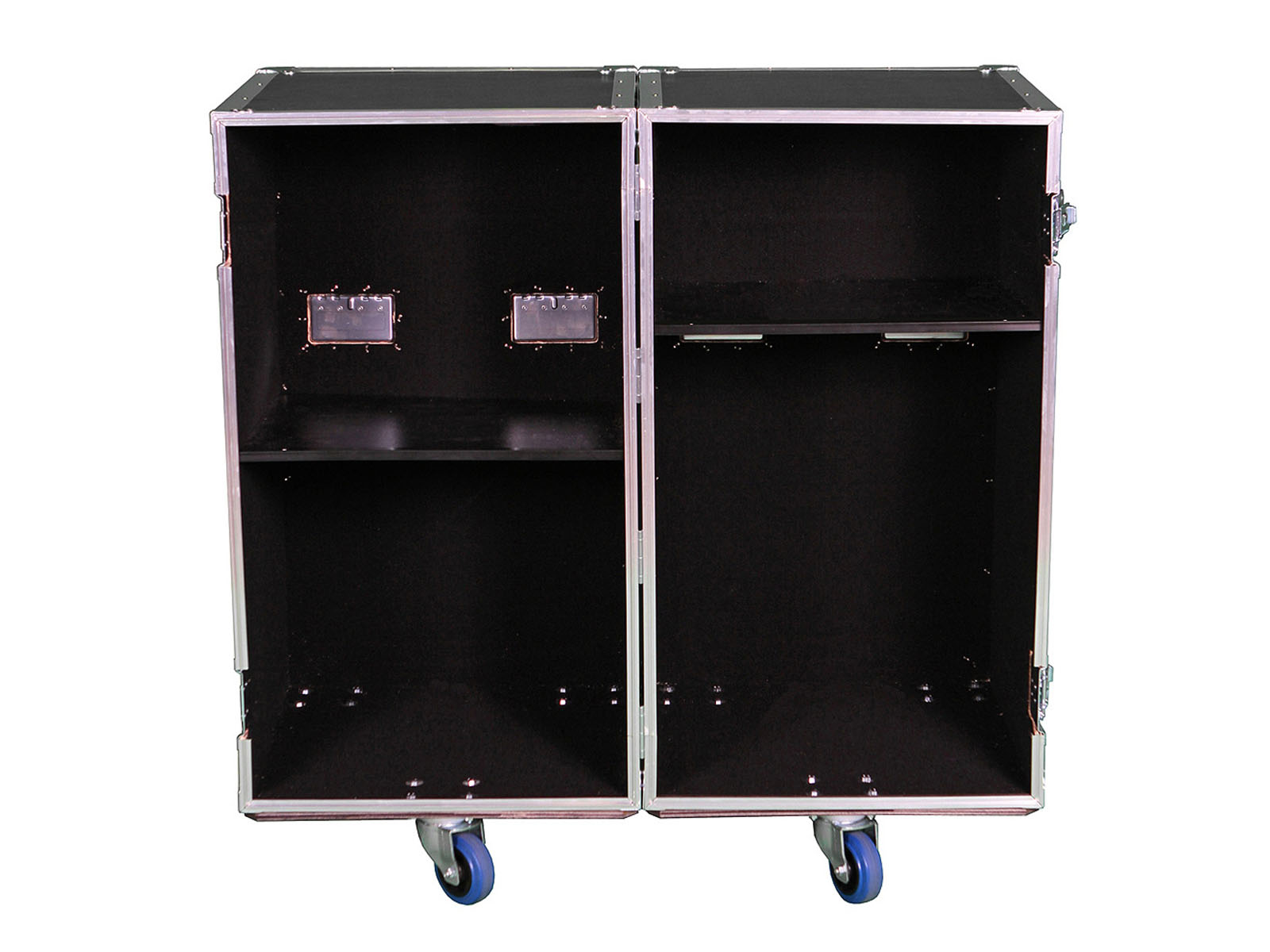 2 SIDED UTILITY TRUNK FLIGHT CASE W/ADJUST SHELVES – ID 20X20X36 EA SIDE