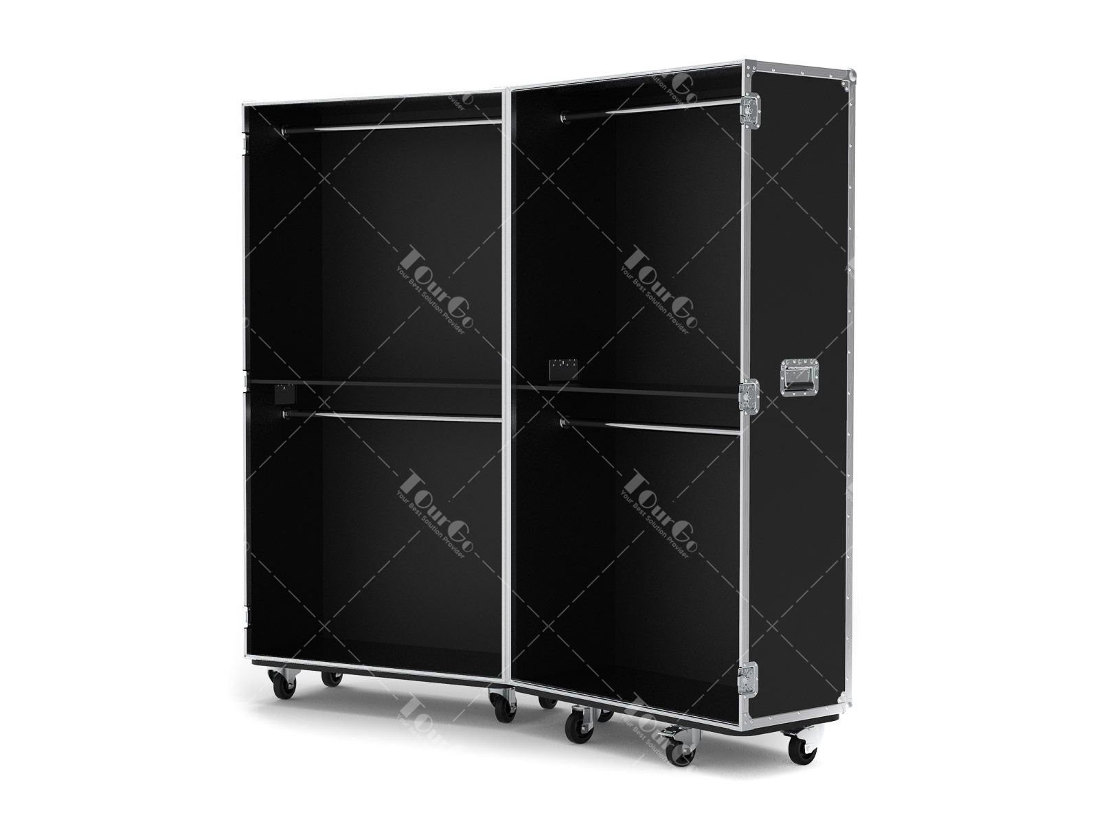 Retail Display Flight Case with Clothes Rails in Black