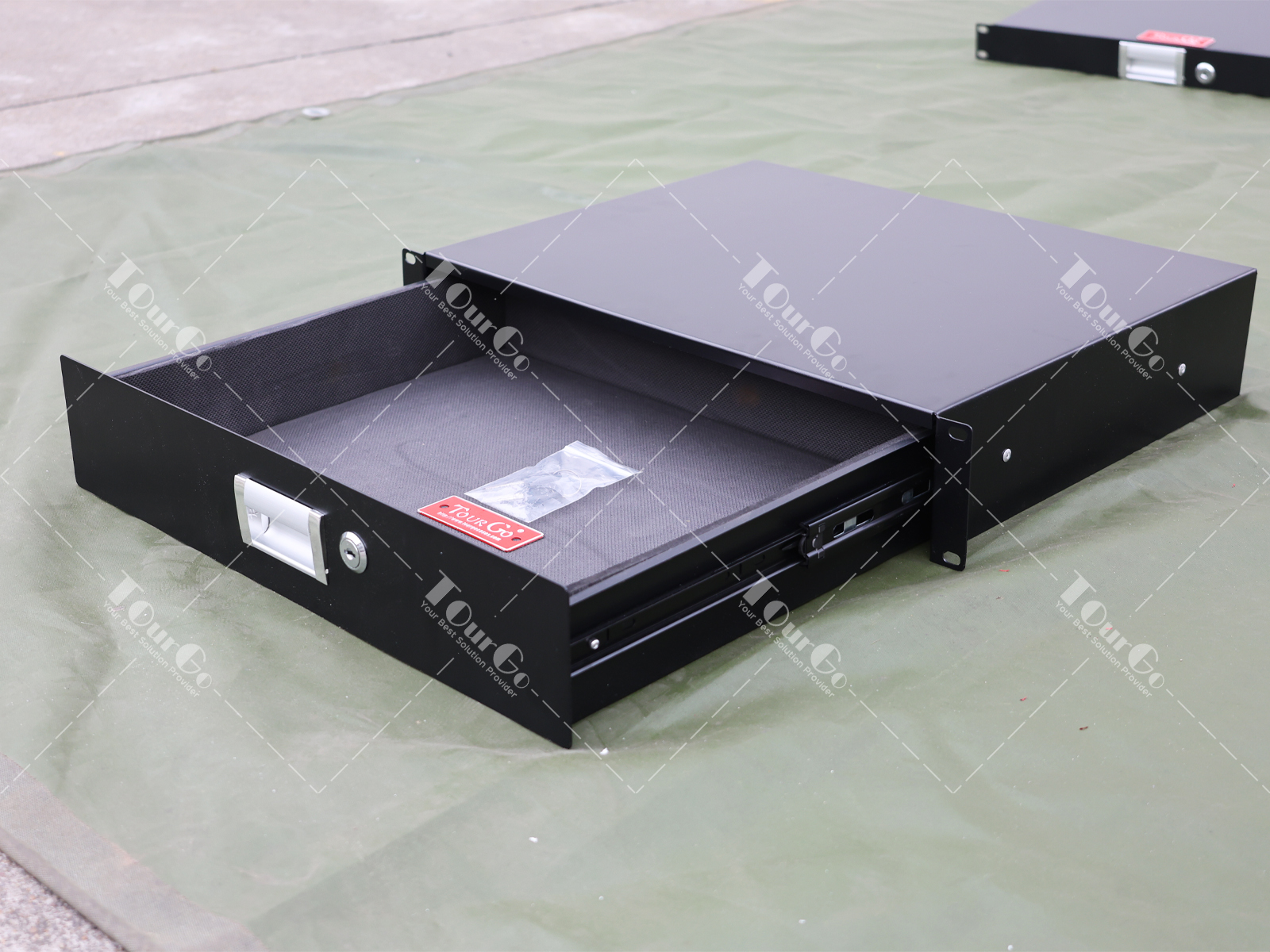 1U 2U Rack Iron drawer case with lock with shockproof cotton