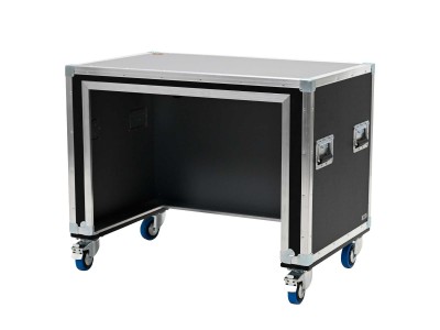 Flightcase design desk with cable aperture on the left side