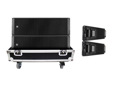 2 RCF HDL 20-A Line Array Speakers Dual Flight-Road Case W-Wheels