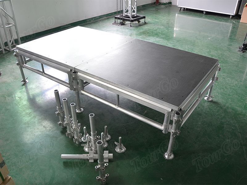 TourGo 4ft x 8ft Aluminum Stage System Adjustable Height Stage Platform for DJ Stage