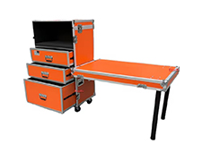 Flight Zone Deluxe 3-Drawer Workbox Tour Case with Casters & Side Table