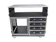 Dual-Table Flight Case And Mixing Console Workstation With Casters