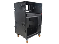 Mobile AV Broadcasting Streaming Recording Studio Workstation Case for broadcast video with 4U Top 12U Bottom Black Finish