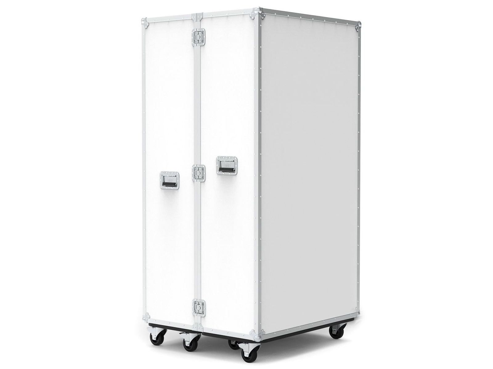 Retail Display Flight Case with Clothes Rails in White