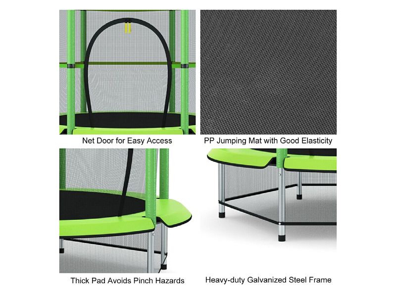 https://www.tourgosolution.com/?p=96043 55" Round Backyard Trampoline with Safety Enclosure/Kid Trampoline