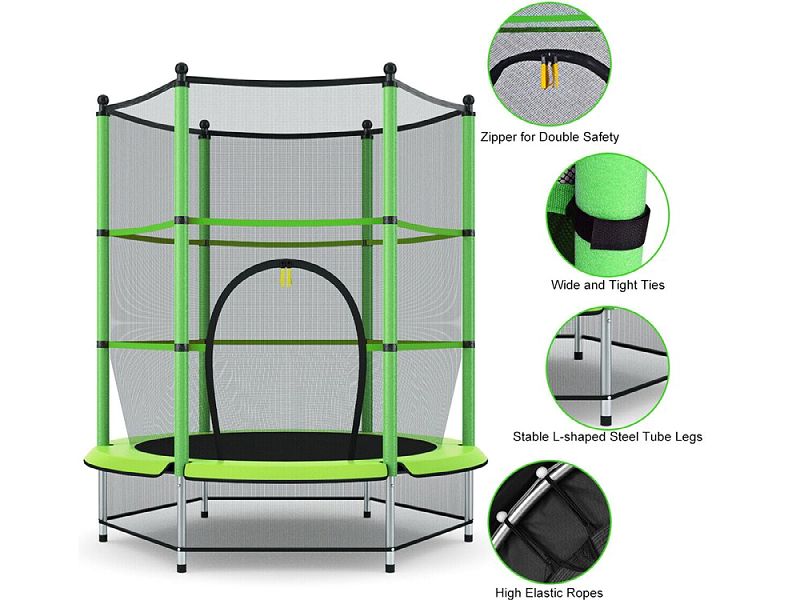 https://www.tourgosolution.com/?p=96043 55" Round Backyard Trampoline with Safety Enclosure/Kid Trampoline