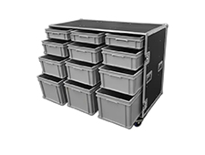 TourGo Custom Euro Plastic Drawer Flight Road Case With 12 Drawers