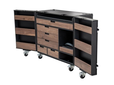 6 Drawer Production Flight Case with Walnut Finish