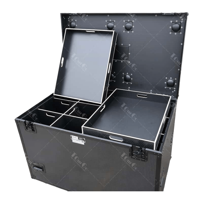 All Black Utility ATA Flight Case Truck Storage Road Case with Organizing Dividers