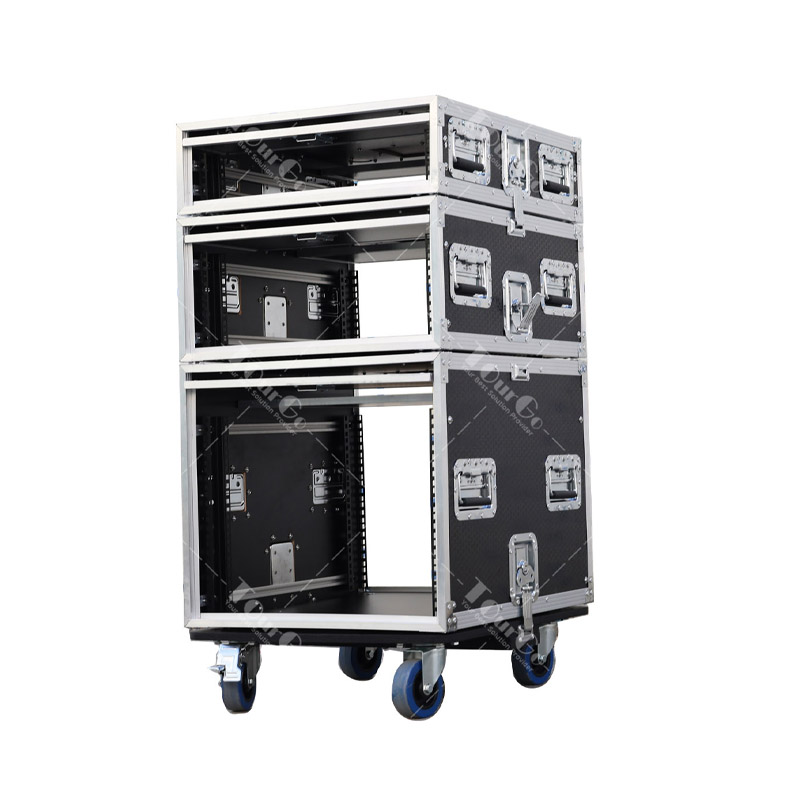2U 4U 8U Slam Door Sliding Door Flight Rack Cases With Caster