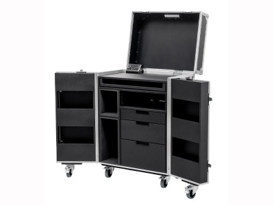 3 Drawer Tech Flight Case with Power, Rack Space & Hinged Lids